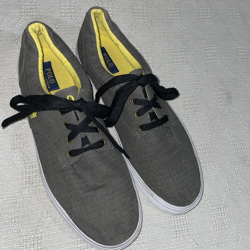 Polo Ralph Lauren Men’s Casual Sneakers Size 14 D Gray Canvas Athleisure Outdoor
